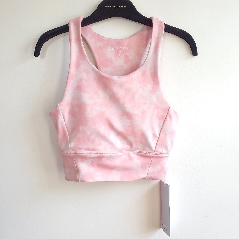 Anthropologie All Fenix Blush Tie Dye Long Sports Bra NWT Size Small
